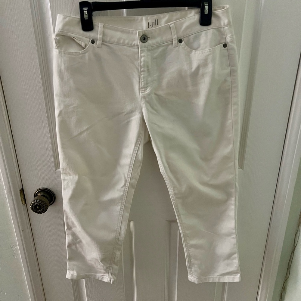 J. Jill White Authentic Crop Stretch Jeans, Size 8P